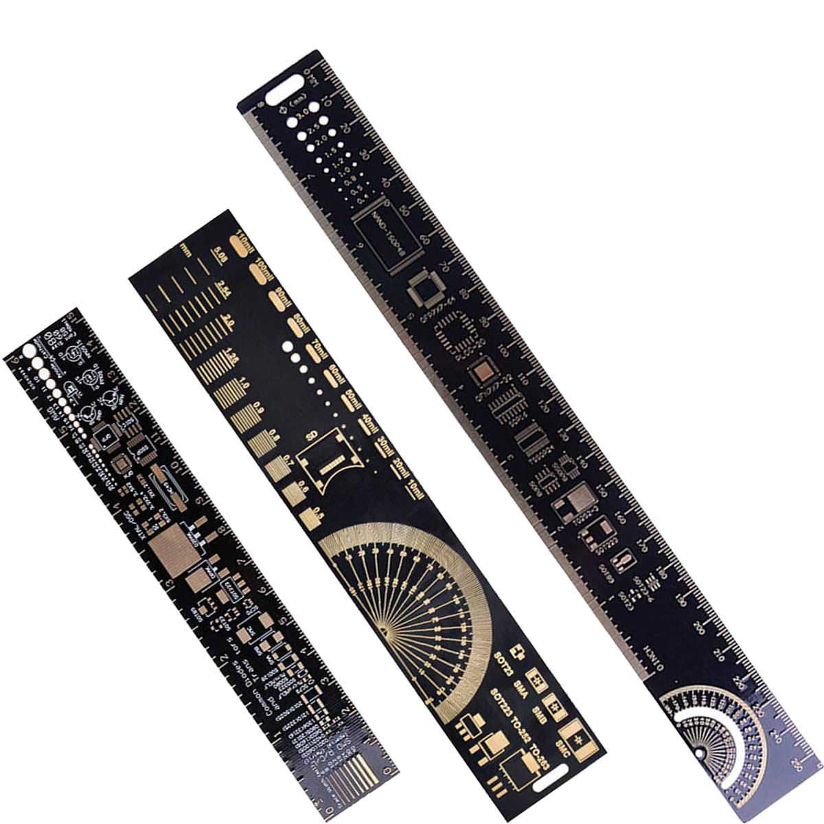 Detalle de DAOKAI WE-DA-065 PCB Ruler Set, 15/20/25 cm with Component References