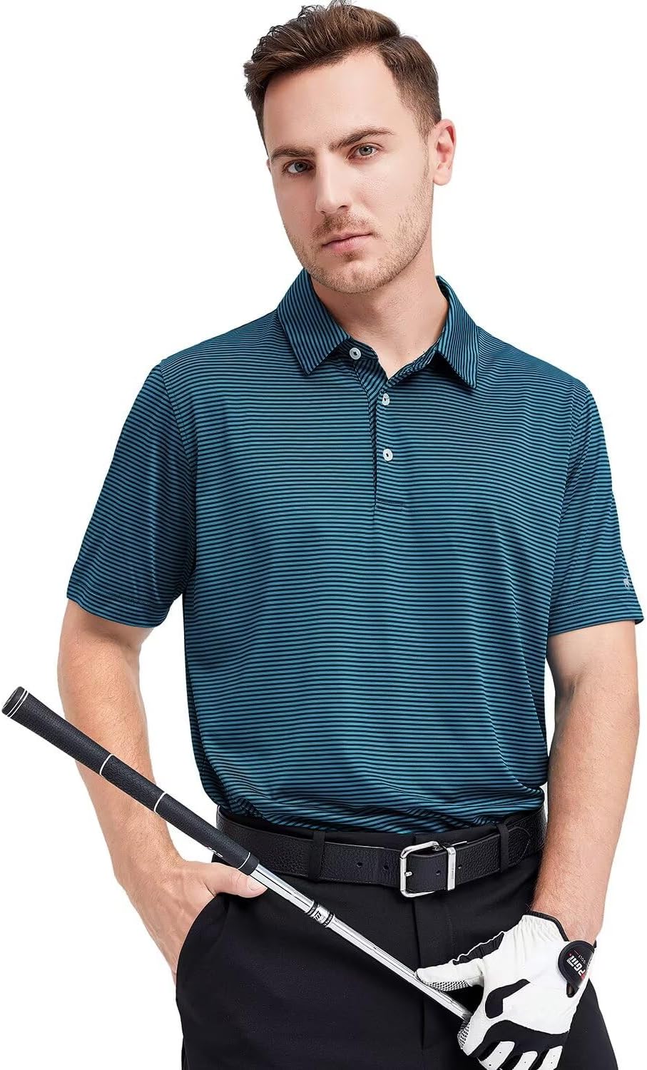 Thumbnail 1 de Men's Golf Polo Shirt: Moisture-Wicking Dry Fit Stripe Polo