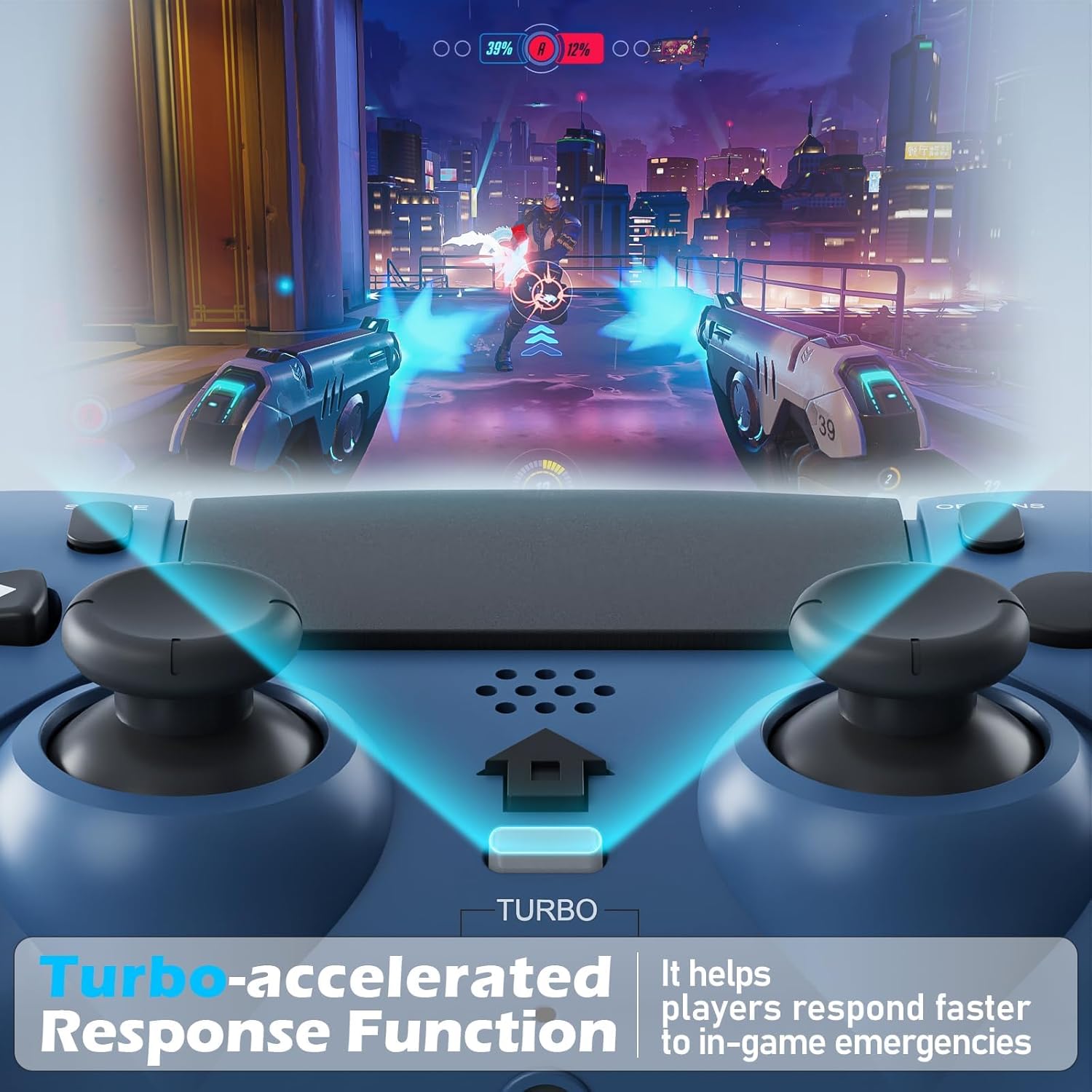 Detalle de CHEREEKI Controller für PS4 – Bluetooth-Gamepad mit Touchpad, 2 programmierbaren Tasten und Doppelvibration