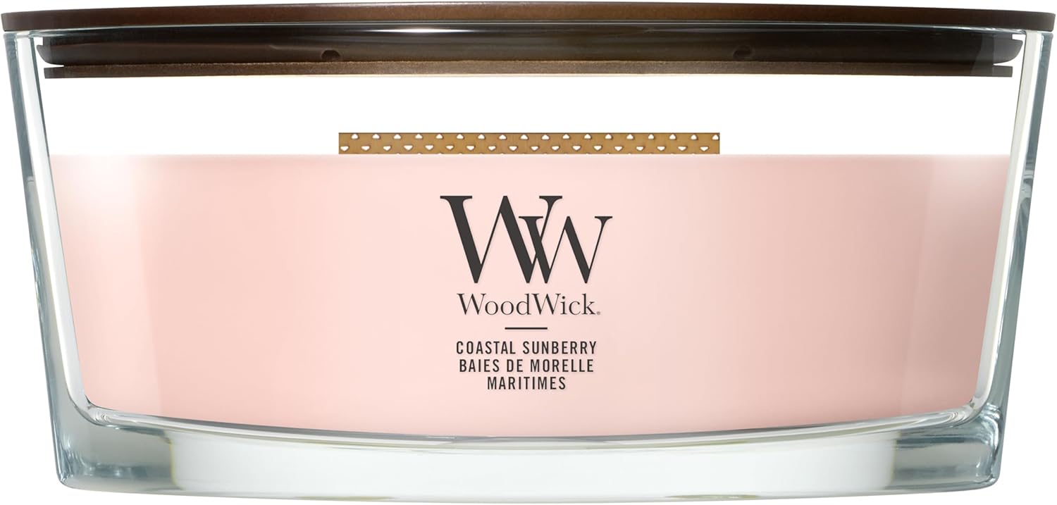 Detalle de WoodWick Bougie parfumée Ellipse – Baies de mor maritimes, édition cadeau pour femmes