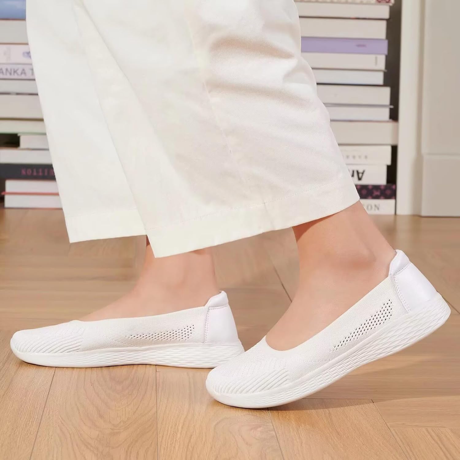Thumbnail 1 de TIOSEBON Damen Komfort Slip-On Loafers Flach Schaumstoff Mesh Anti-Rutsch Walking Schuhe