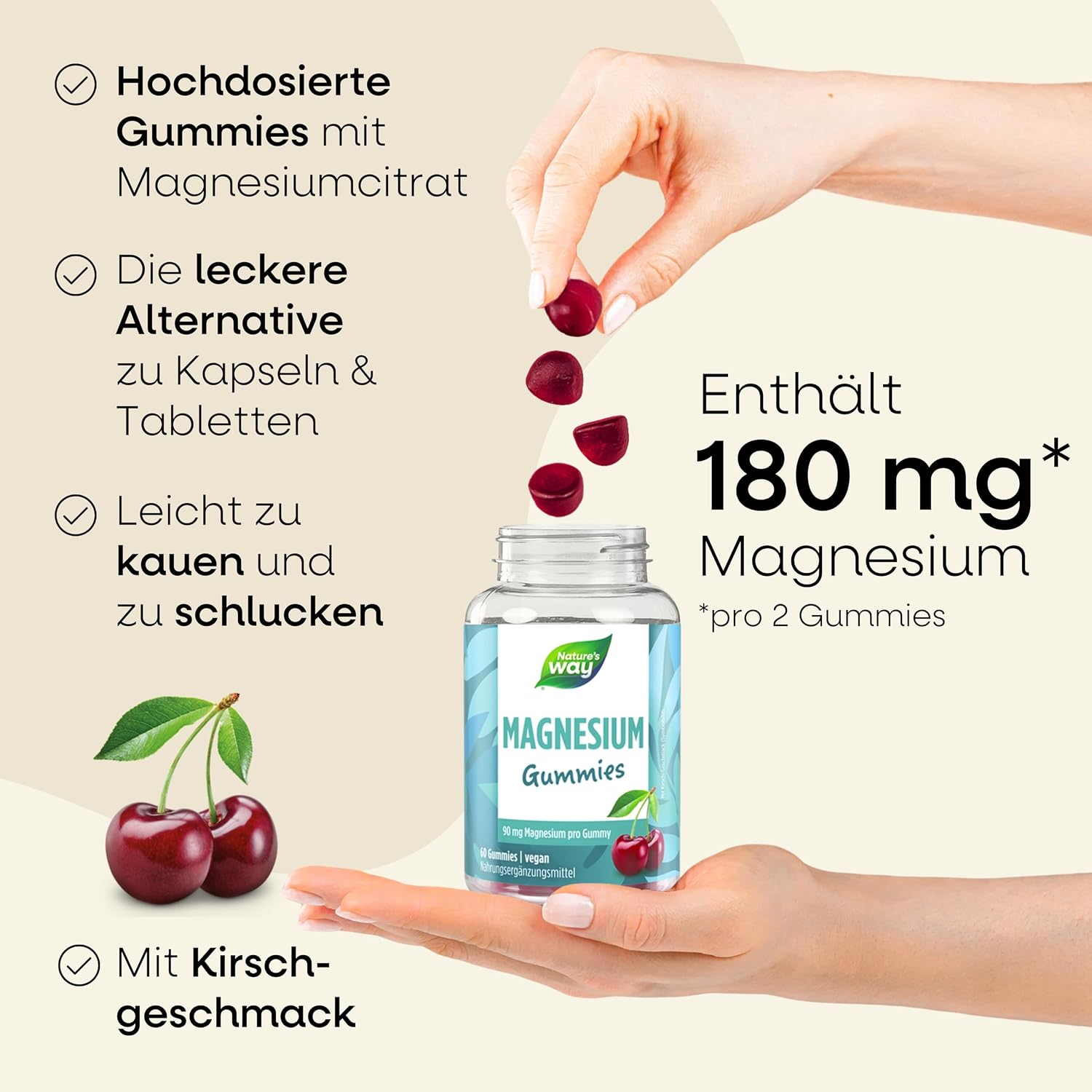 Detalle 2 de Magnesium Gummies 180 mg hochdosiert đź’Š