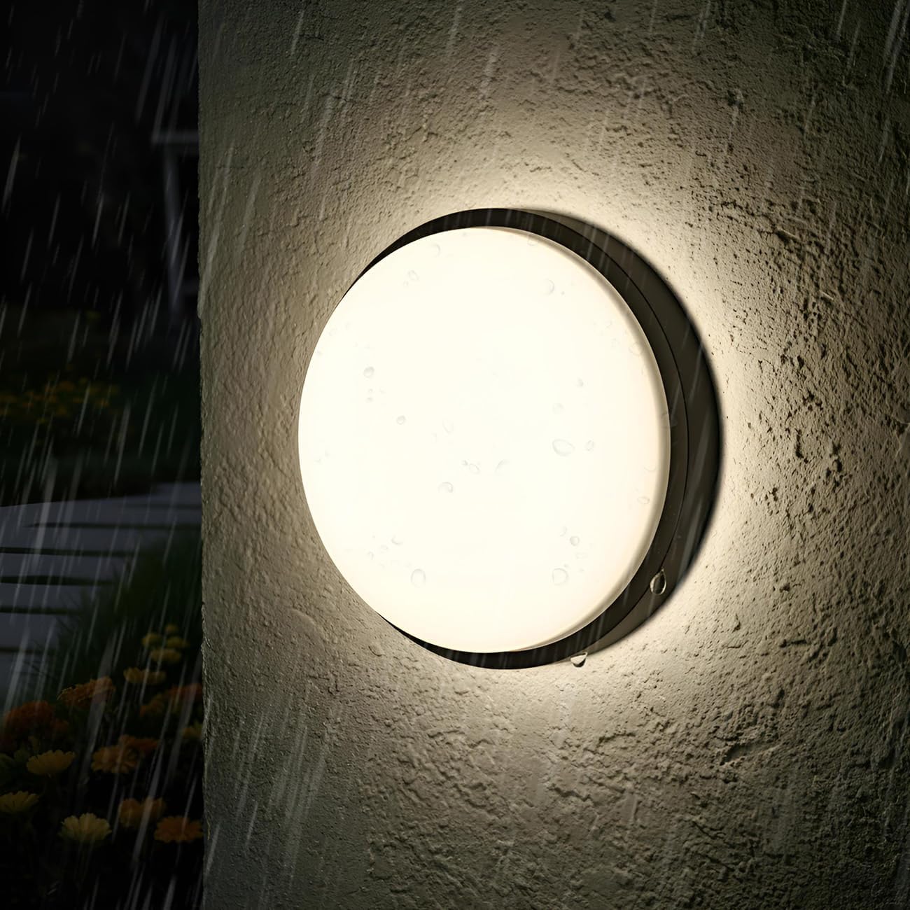Detalle de ANWIO Applique da Esterno Nero 14W LED IP54: 1400 lm, 4000K Neutro – Luce Bianca Naturale per Esterno