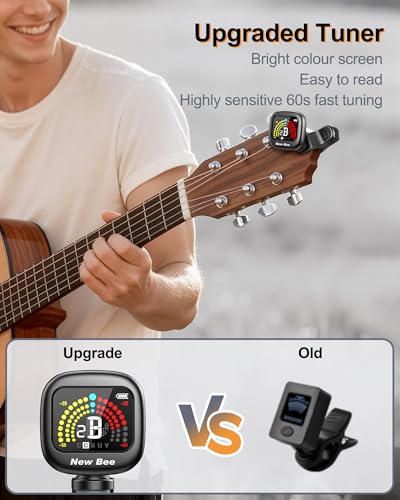 Detalle 2 de New Bee Guitar Tuner Clip On: Rechargeable, Bright VA Display, Multi-Instrument Clip-On Tuner
