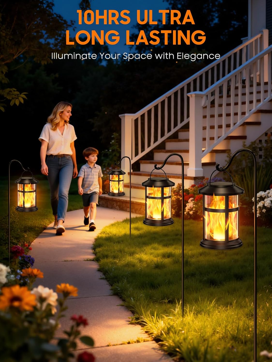 Thumbnail 5 de GEARLITE Solar Lights Outdoor Garden 2-Pack, IP65 Waterproof Flickering Flame Lanterns