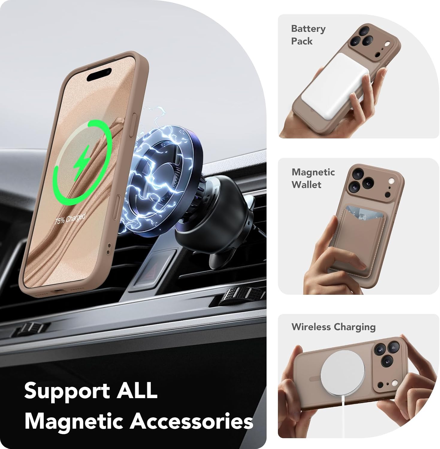 Thumbnail 2 de CAPRARO Magnetic Case for iPhone 17 Pro Max – Full Camera Protection, MagSafe Compatible, Withered Brown