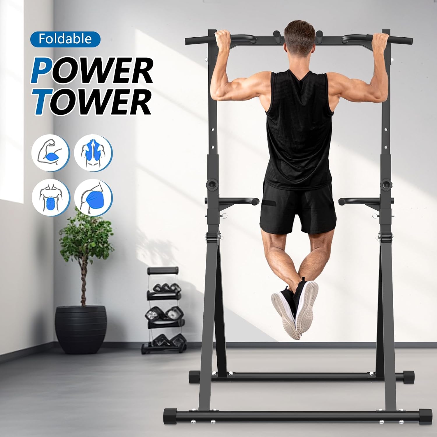 Thumbnail 6 de STACOO Foldable Pull-Up Station, Adjustable Power Tower in Alloy Steel