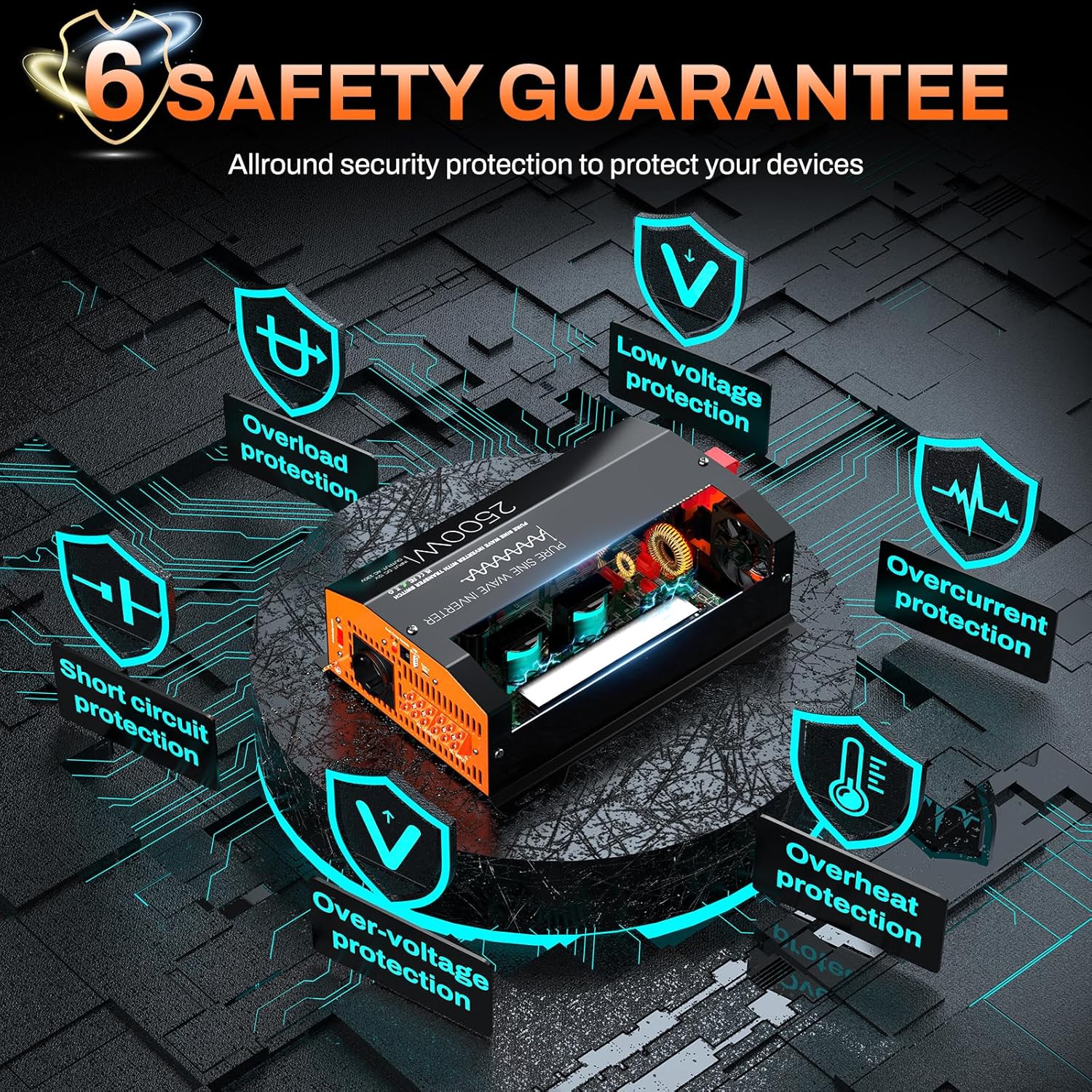 Thumbnail 5 de Inverter 12 V a 230 V 2500 W con onda sinusoidale pura e commutatore di trasferimento con telecomando LCD