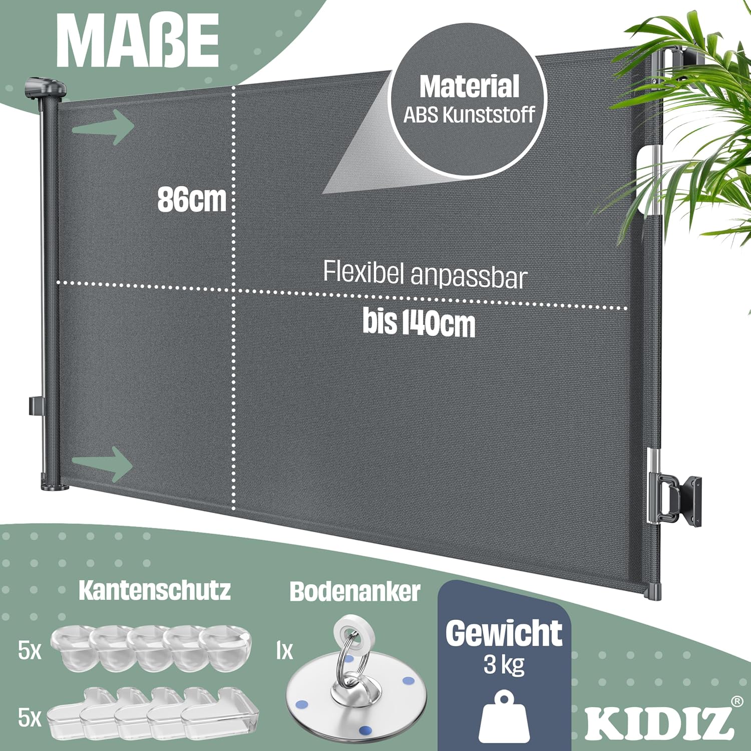 Detalle 2 de KIDIZ Treppenschutzgitter ausziehbar 0-140 cm