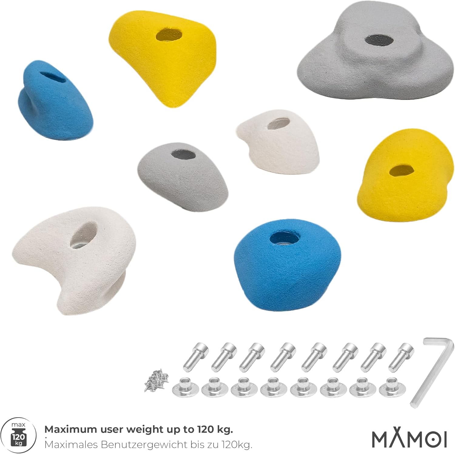 Detalle 2 de MAMOI Prese da Arrampicata: Set di Pietre per Parete Interni ed Esterni (8 pezzi) con Accessori