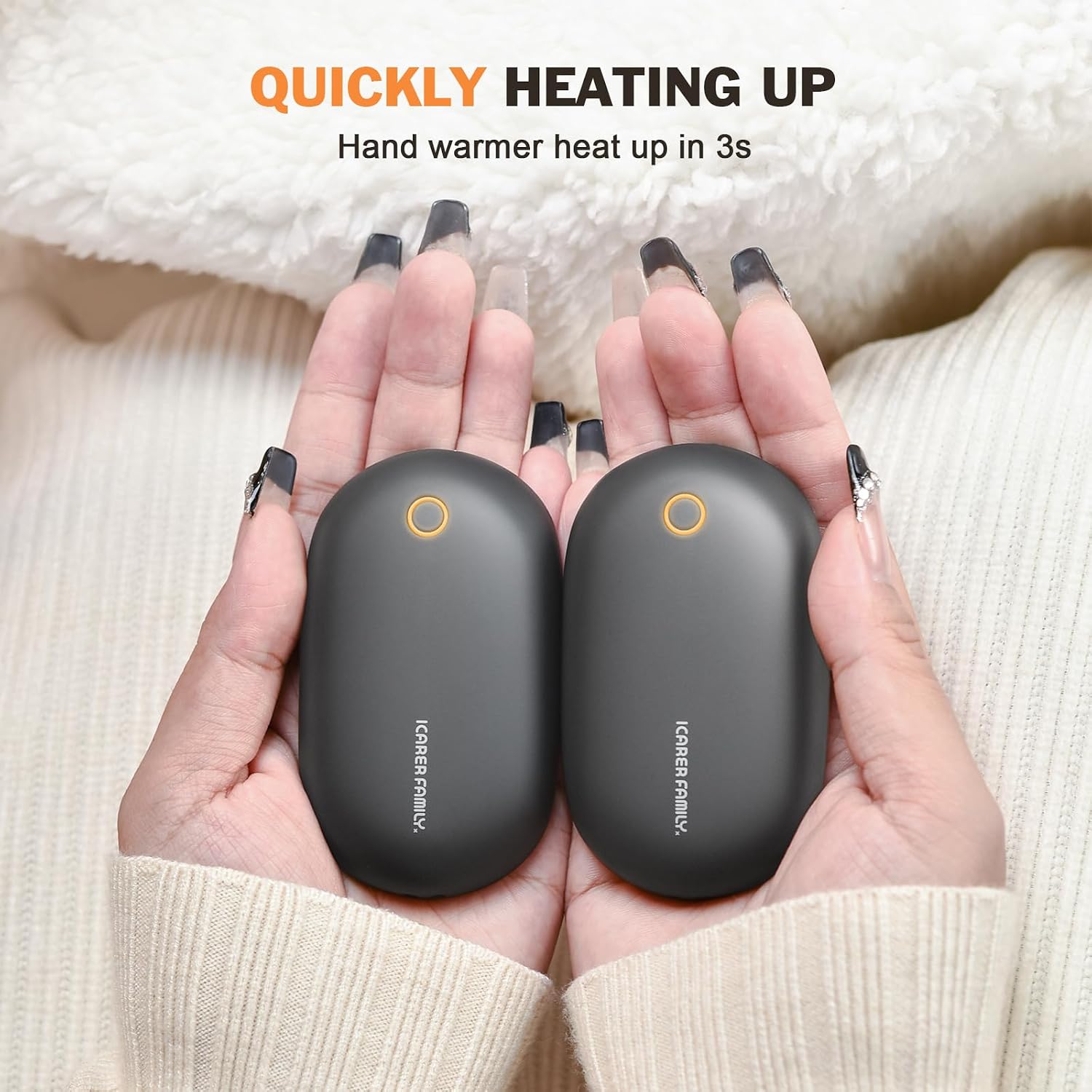 Thumbnail 4 de ICARER FAMILY IF-EHM-Black Rechargeable Magnetic Hand Warmers, 5,000 mAh 2-Pack