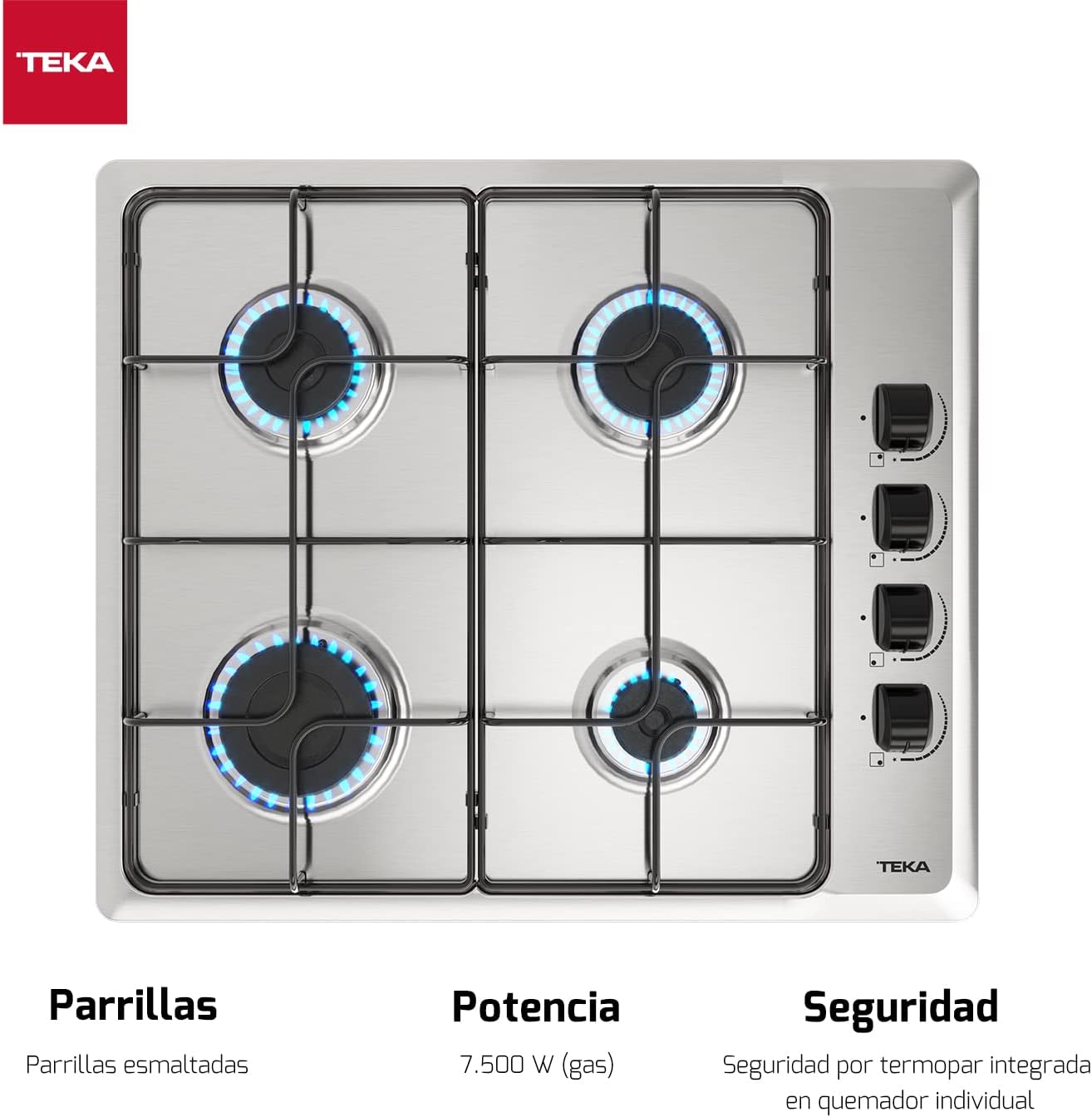 Detalle de TEKA HLX 640 KL Placa gas 58 cm 4 fuegos