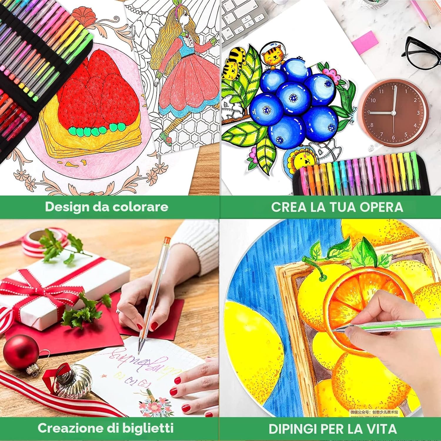 Thumbnail 3 de Melifluo Confezione da 120 Penne Colorate con Custodia: 60 penne gel e 60 ricariche, glitter e colori vivaci per adulti e progetti creativi
