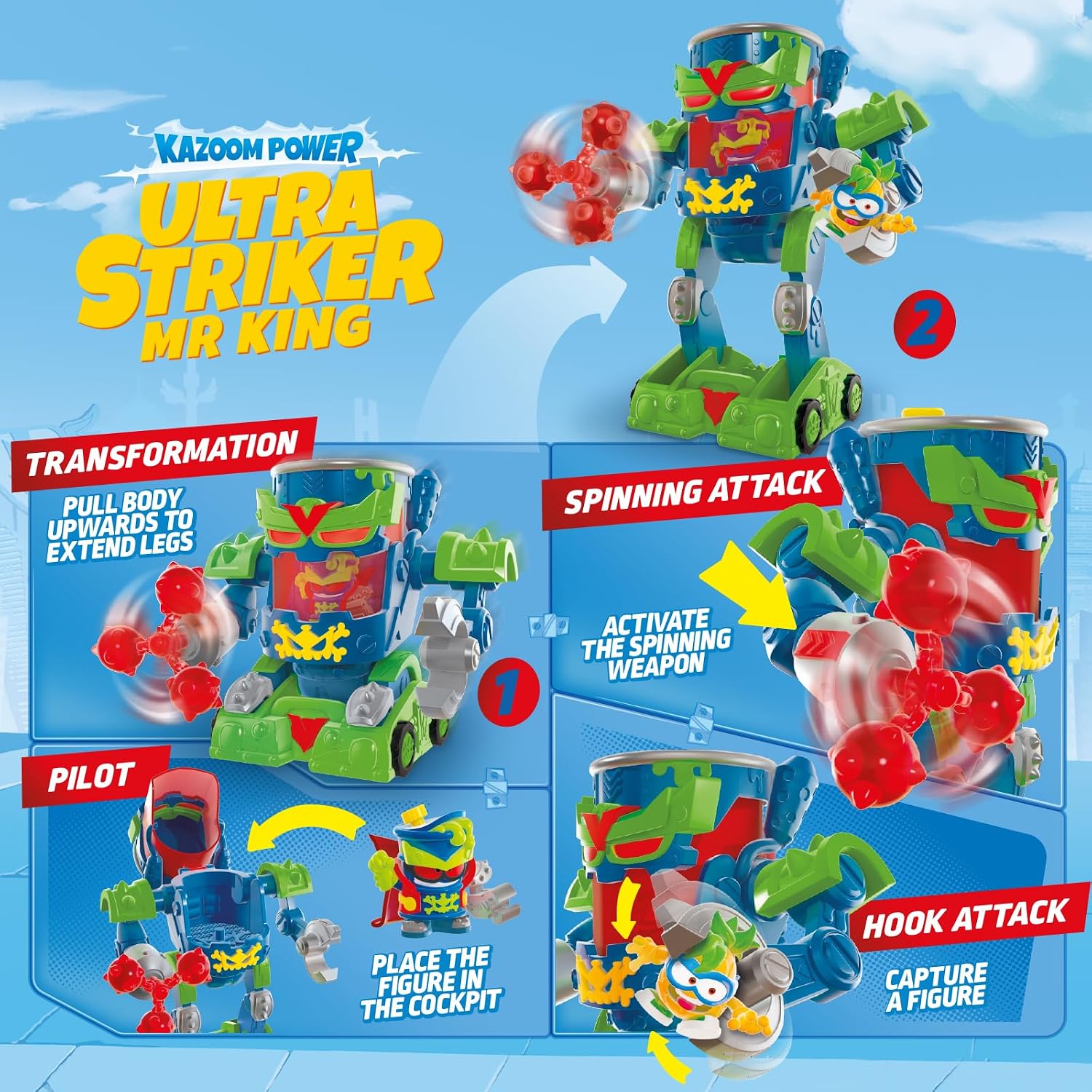 Detalle de SUPERTHINGS Ultra Striker Mr. King robot playset from Superthings Kazoom Power