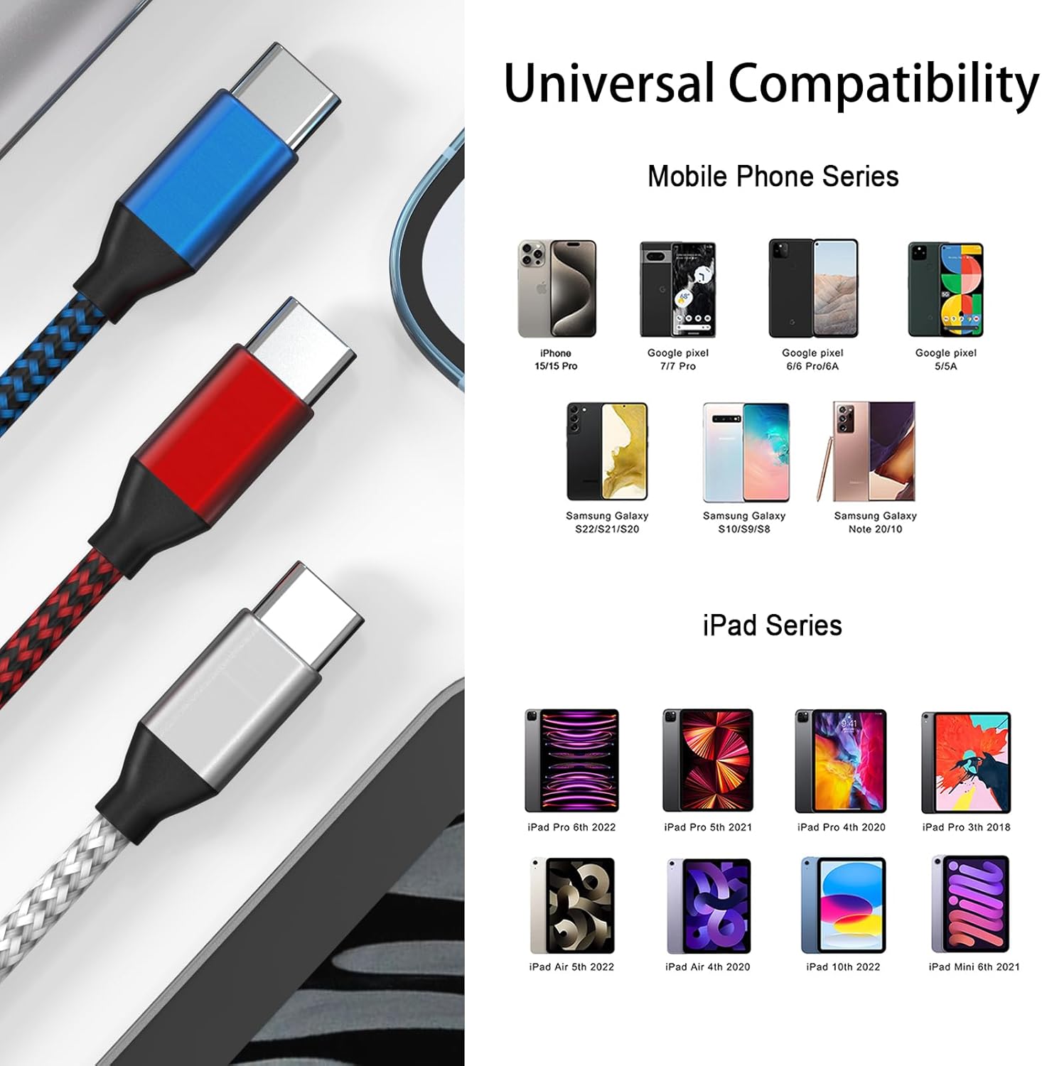Detalle de MUXA USB C to USB C 60W Cable, 10 ft