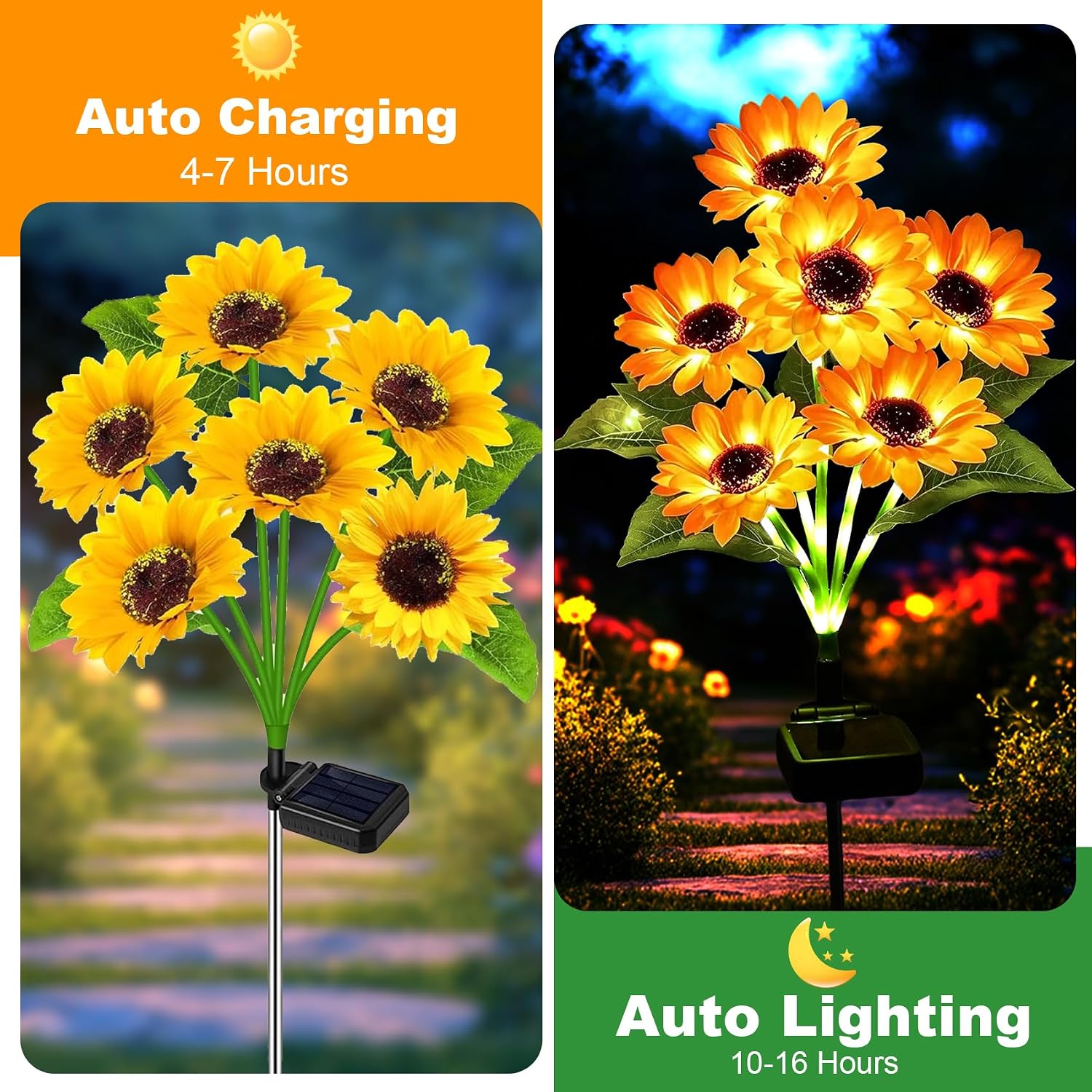 Thumbnail 4 de Solar Lights Outdoor Garden Decor – 2 Pack with 12 Sunflower Lights