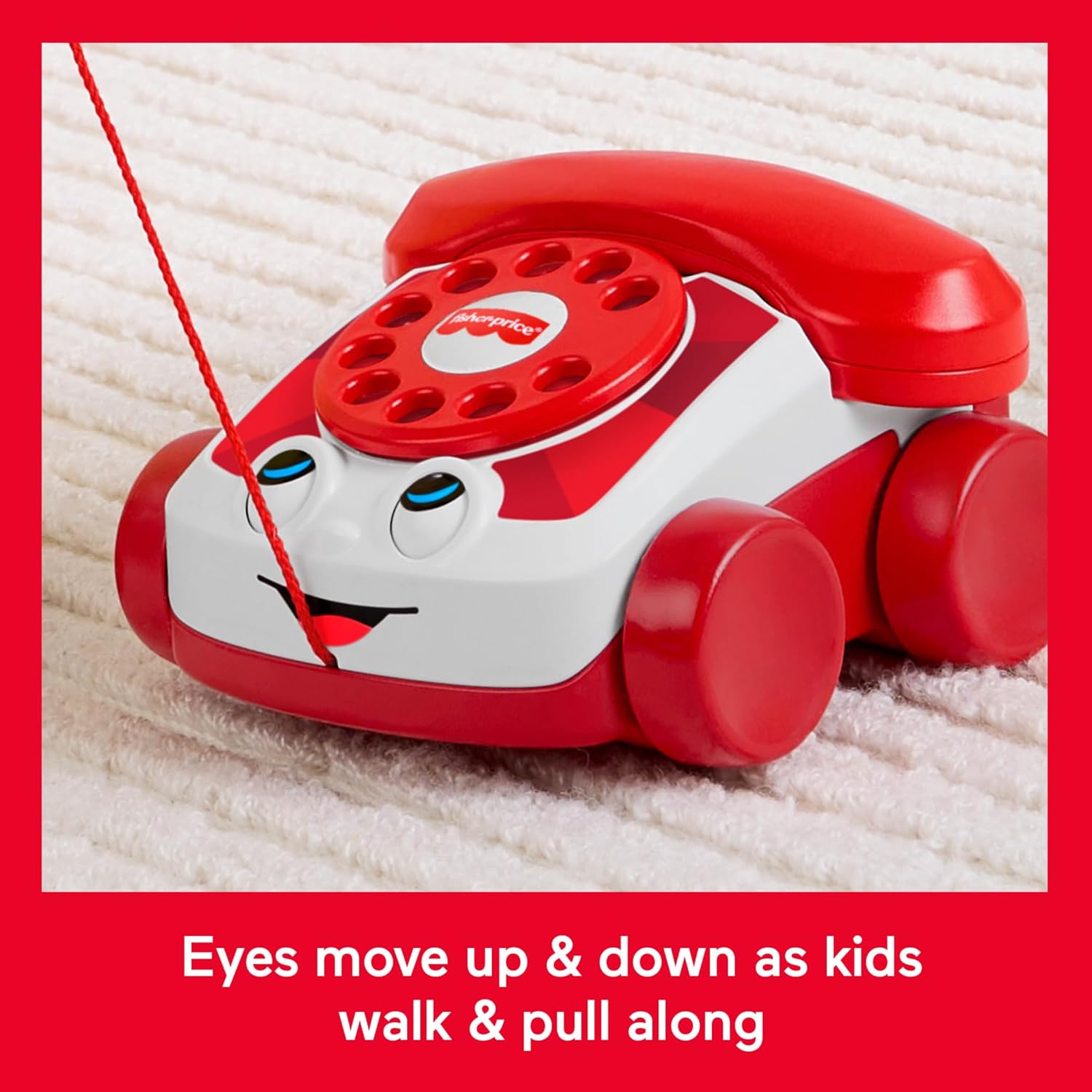 Detalle de Fisher-Price Red Chatter Telephone (Mattel 80th Anniversary Edition) pull-along activity toy, JGG97