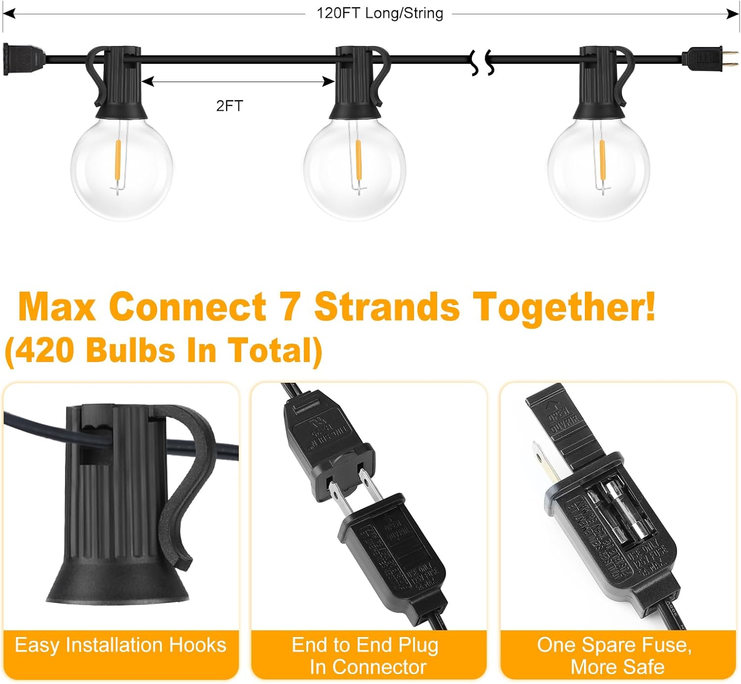 Detalle 2 de G40 LED String Lights 120 ft