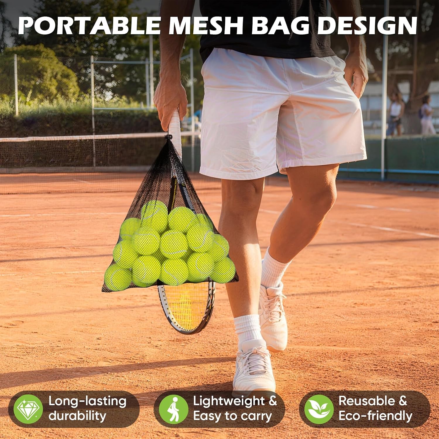 Detalle 1 de Treeroot 40-Pack Tennis Balls with Mesh Bag, High-Visibility Yellow