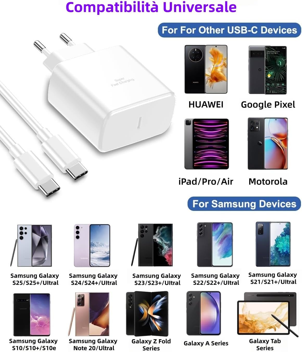 Thumbnail 1 de Caricatore USB-C da Auto 45W con Cavo 3m per Samsung Galaxy – PD 3.0, Sicuro e Leggero