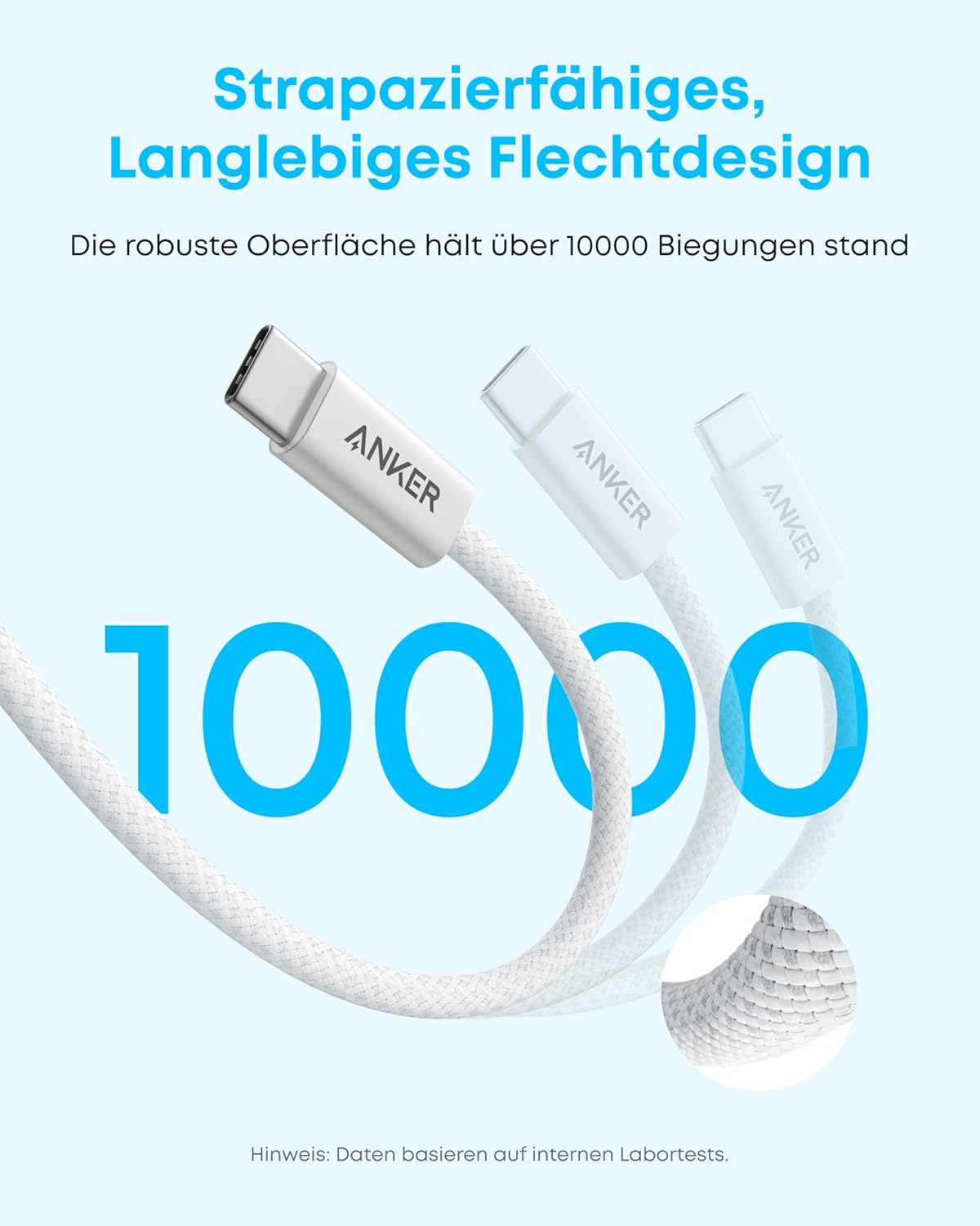 Thumbnail 3 de Anker Zolo USB-C Kabel 1,8 m – 3,1 A, geflochten, CarPlay-Unterstützung