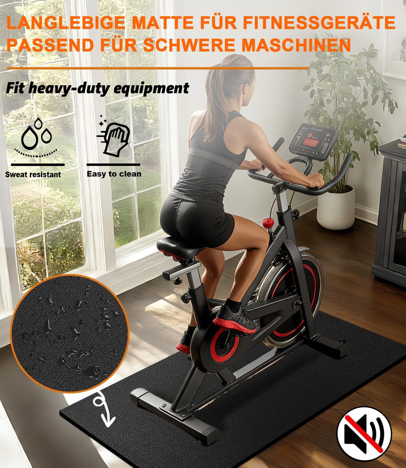 Detalle de MAXVINI Bodenschutzmatte Fitness 200 x 90 cm – 6 mm, rutschfest, stoßdämpfend und langlebig