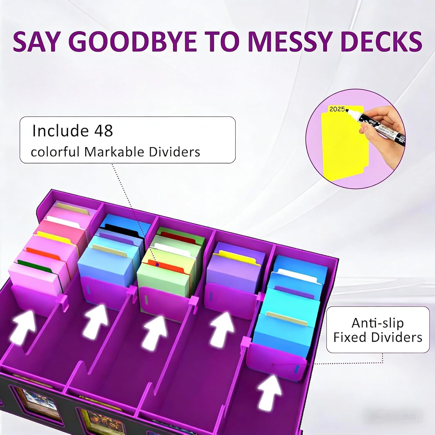 Thumbnail 2 de CyperEver 5-Row Trading Card Storage Box for MTG, TCG & Graded Slabs – 3900+ capacity with dividers, top-loaders and dice tray