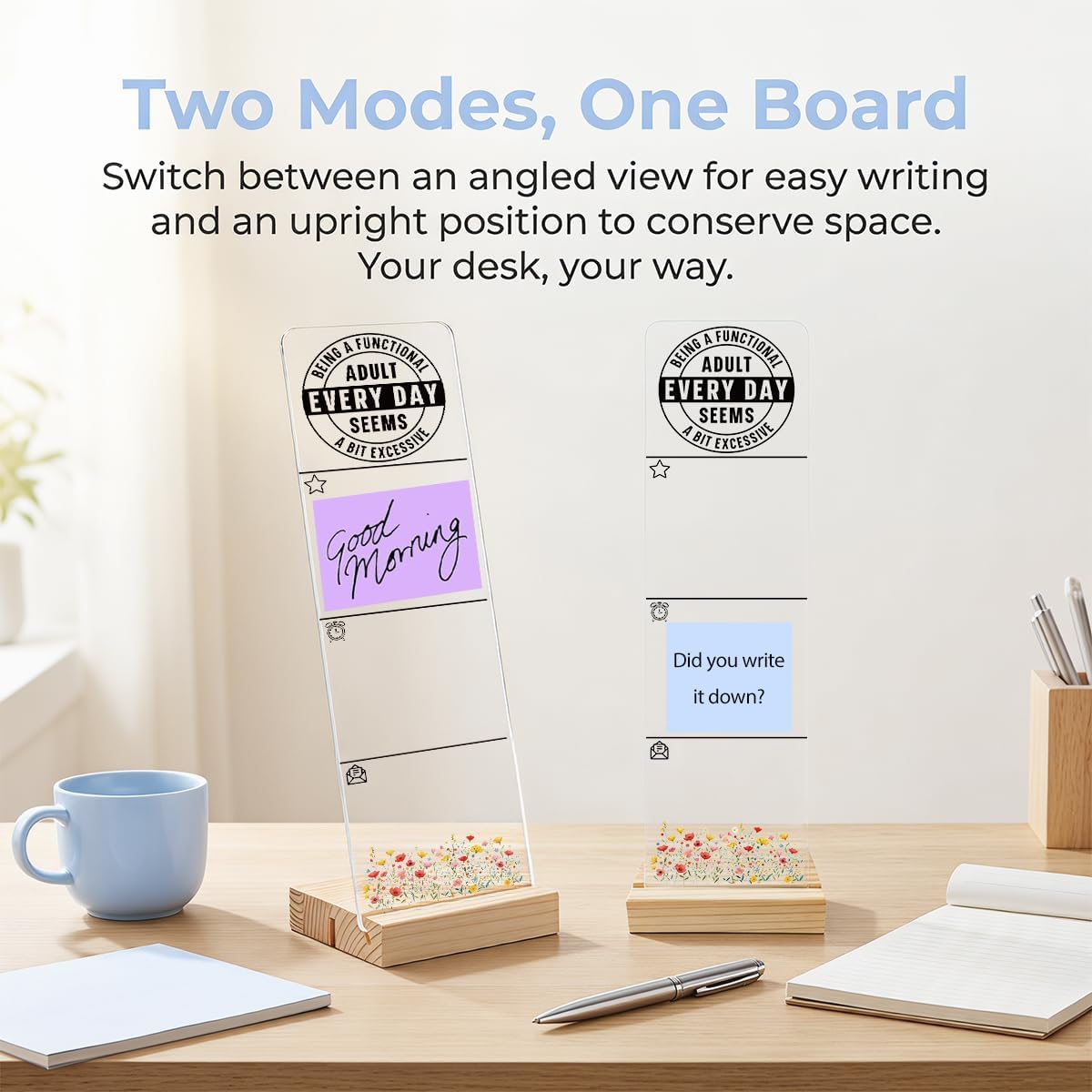 Detalle 2 de Acrylic Sticky Note Holder with Wooden Base