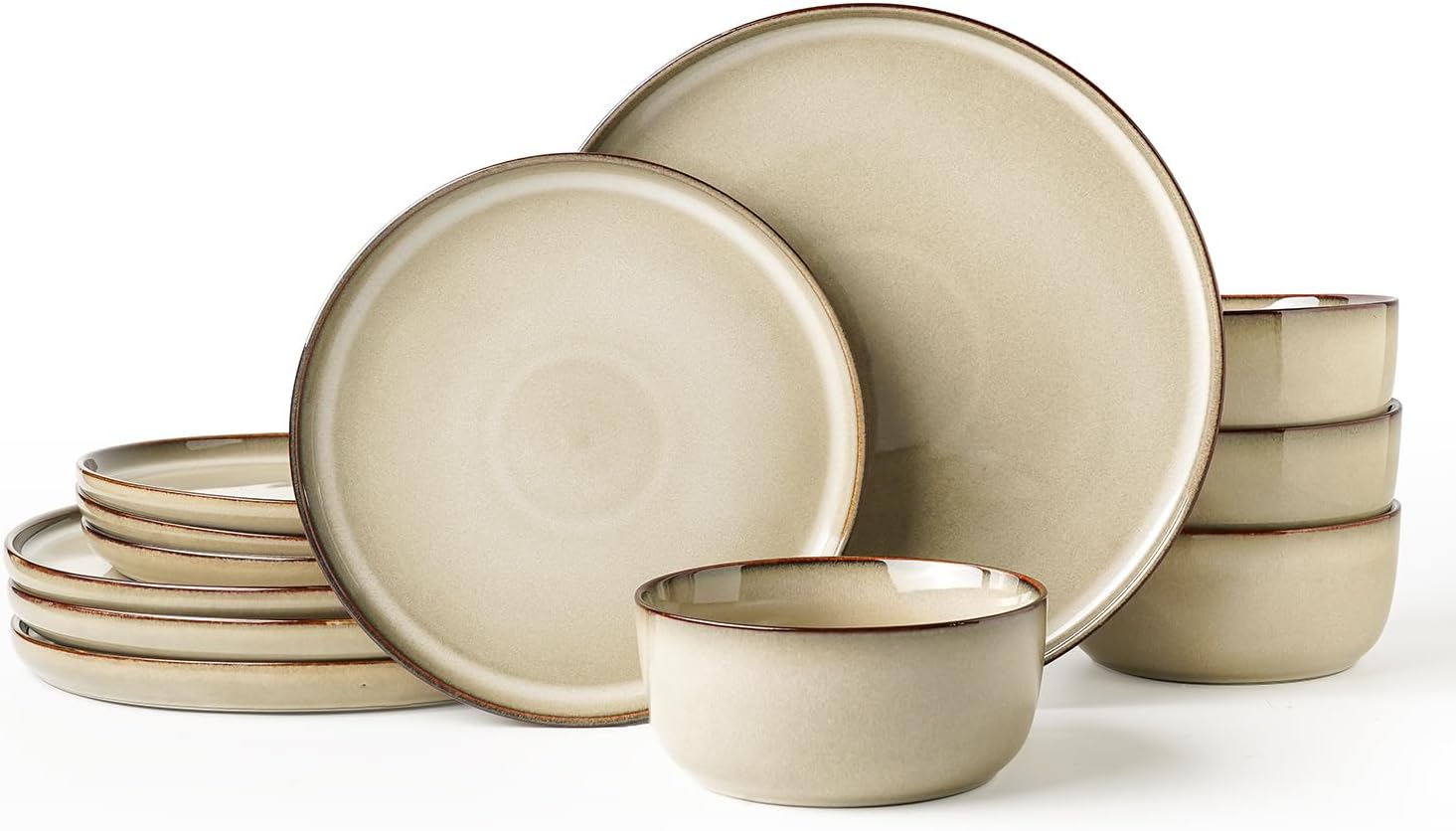 Detalle de KINGSTONE Stoneware Dinnerware Set, 12-Piece
