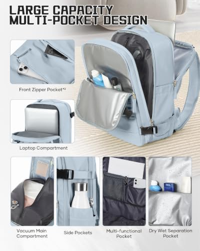 Detalle 2 de HPLQQ Sac à dos de voyage sous vide 40 x 30 x 20 cm, 24 L avec pompe