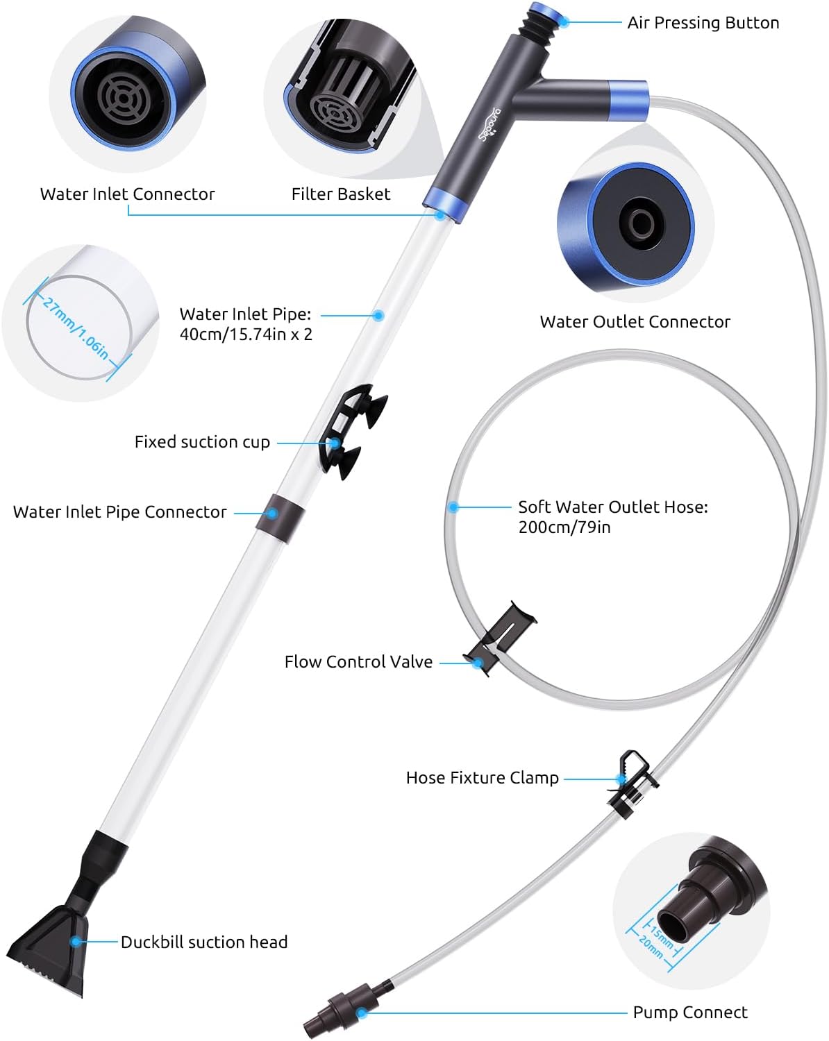 Detalle 2 de SEAOURA aquarium gravel cleaner siphon