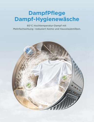 Detalle de Midea Waschtrockner MFV3ED80BA10: 8/6 kg, A-10% Energieeffizienz, 15 Min Schnellwäsche