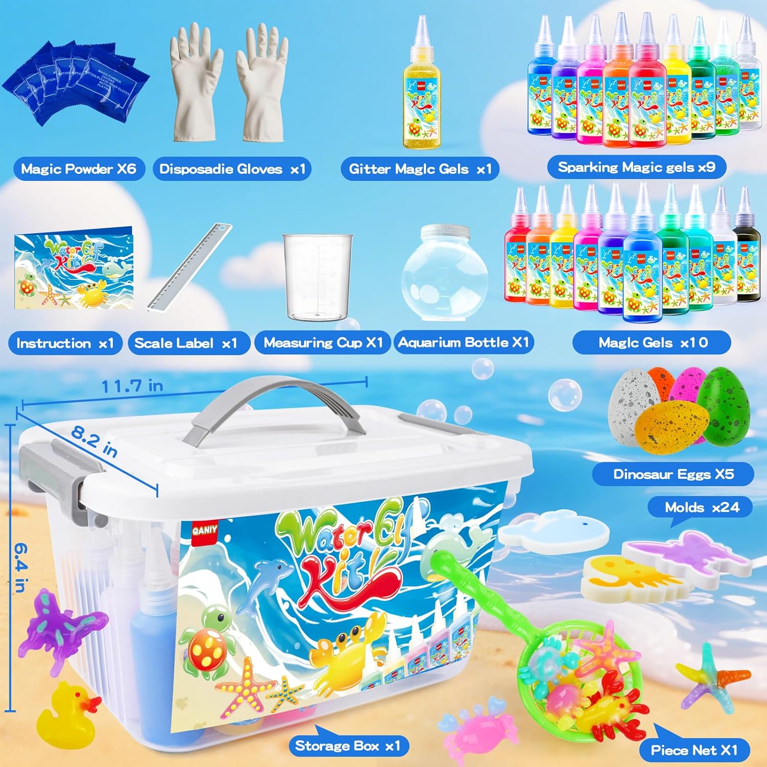 Thumbnail 5 de QANIY Magic Water Elf Toy Kit (20 Gels, 24 Molds) — DIY Squishy Maker for Kids Ages 4–8