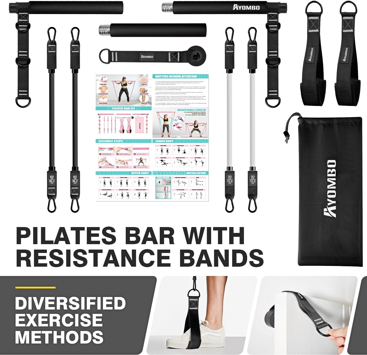 Thumbnail 6 de Ayombo Pilates Bar Kit 3‑Section 70 lbs