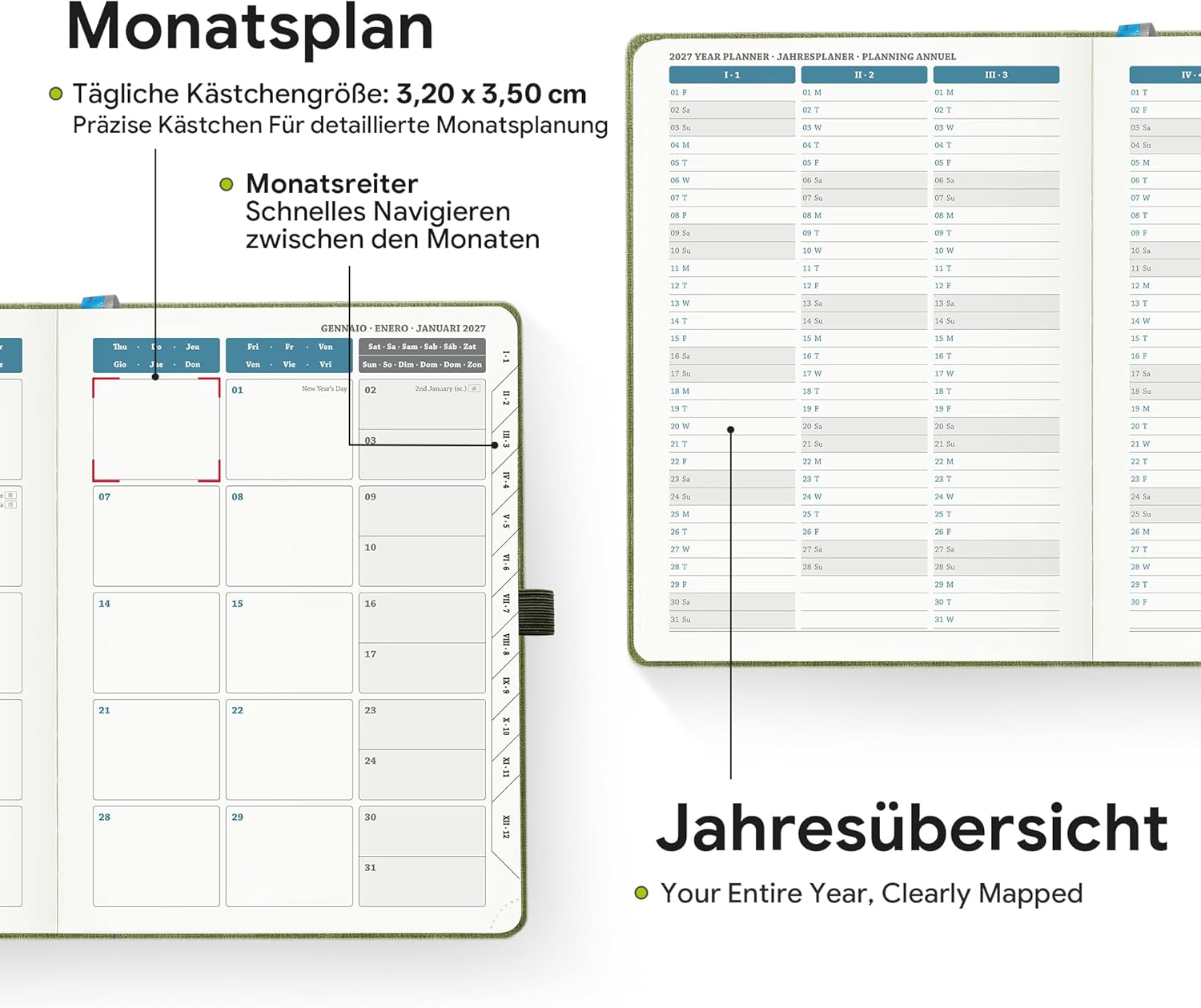 Detalle de IN-LUXPRO Kalender 2026/2027 – Wochenplaner A5 in Rosa, 18 Monate mit Notiz- & Ausgabenseiten