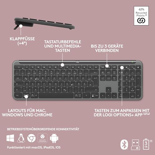 Thumbnail 9 de Logitech MK950 Signature Slim: Kabelloses Tastatur‑Maus-Set für Privat- und Arbeitsalltag