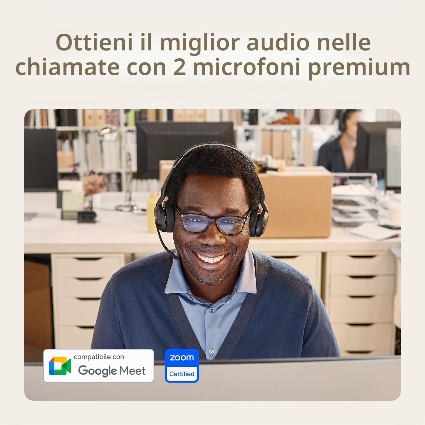 Thumbnail 4 de Jabra Evolve2 55: cuffie wireless con base di ricarica e dongle USB-C per conference su tutte le piattaforme