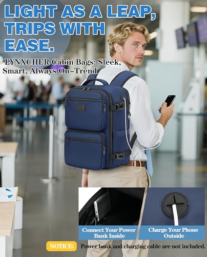Detalle de LYNXCHER XM 24L Underseat Cabin Backpack, 40 × 30 × 20 cm, Dark Blue