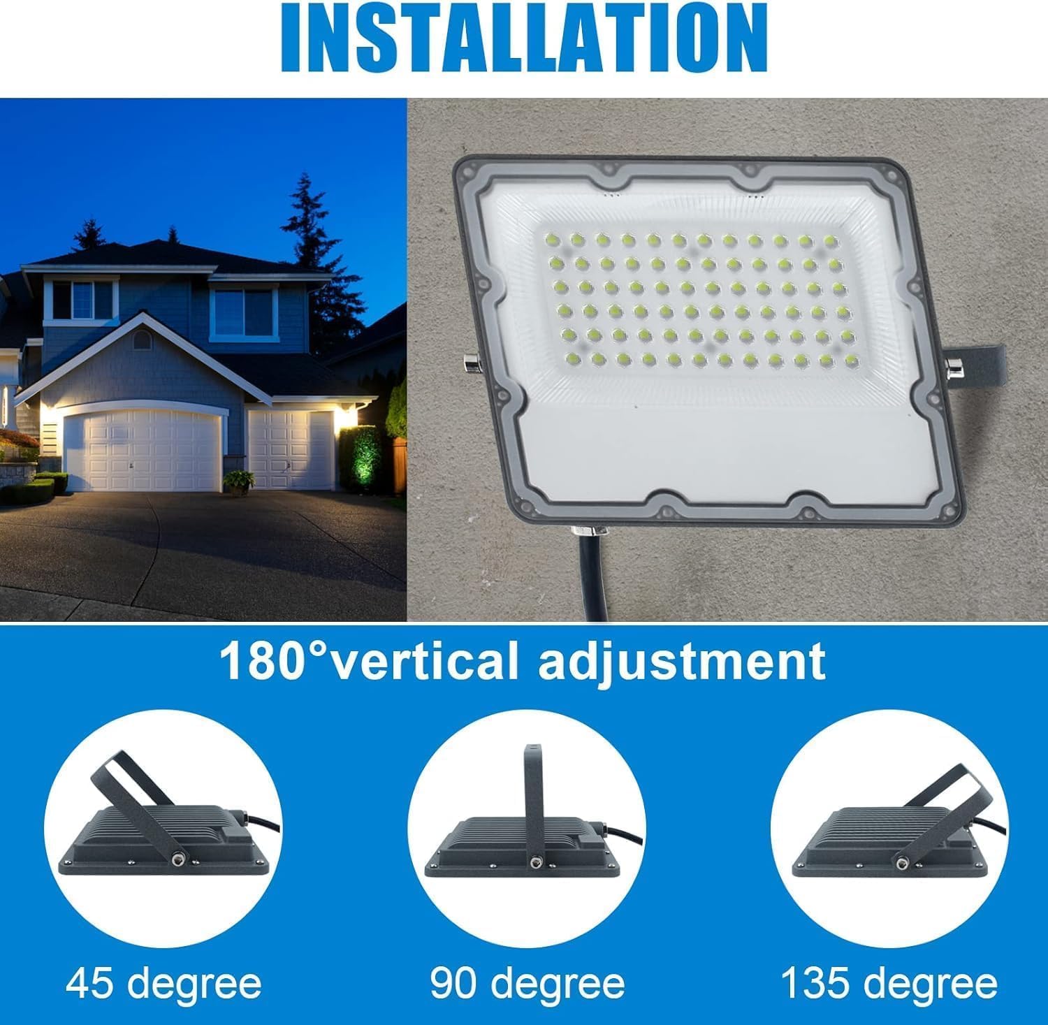 Detalle de SWEALEER Flood Lights, 200W LED 2-Pack, 20,000 lm, 6500K, IP66