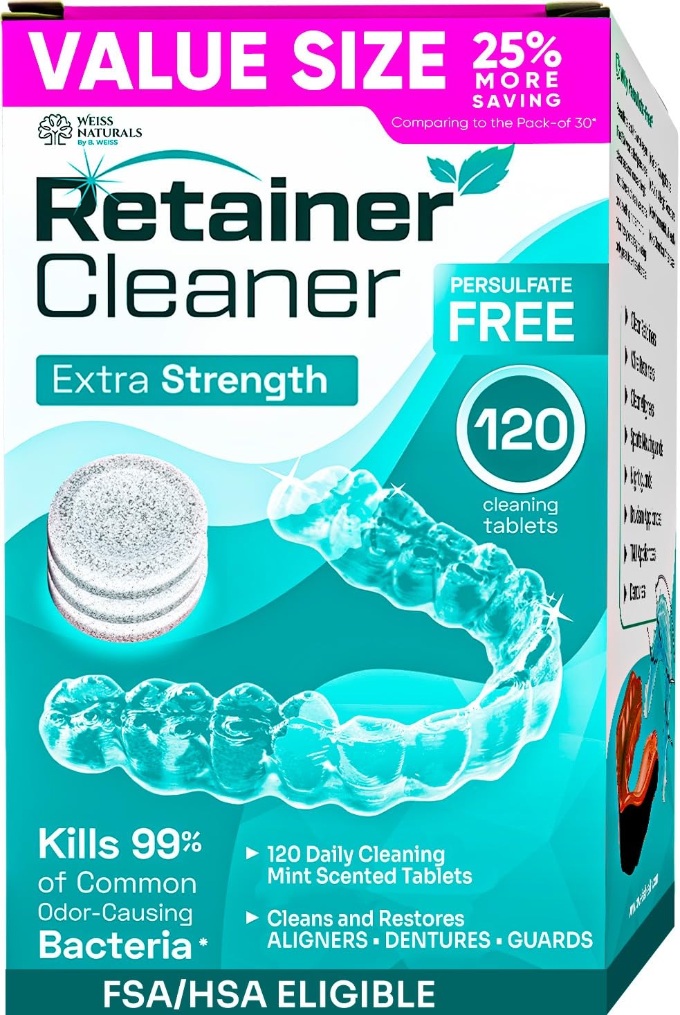 Thumbnail 6 de B. Weiss Naturals Retainer Cleaner Tablets for Invisalign & Night Guards (60 Mint Tablets)