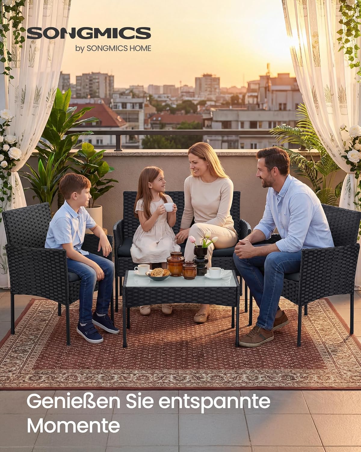 Thumbnail 2 de SONGMICS Gartenmöbel-Set 4-teilig mit PE-Polyrattan