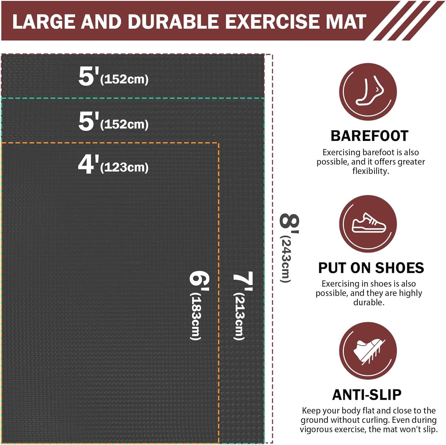 Thumbnail 1 de Stepwaver Extra Large Exercise Mat, 6mm Non-Slip and Shoe-Friendly