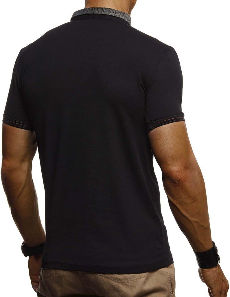 Thumbnail 2 de Leif Nelson LN1310 T-shirt polo été pour homme – Coupe ajustée, coton naturel, noir ou blanc