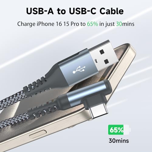 Detalle 2 de AviBrex Cavo USB-C angolo retto 2 pezzi x 2 m, USB-C a USB-A 3,1A - Ricarica rapida e133