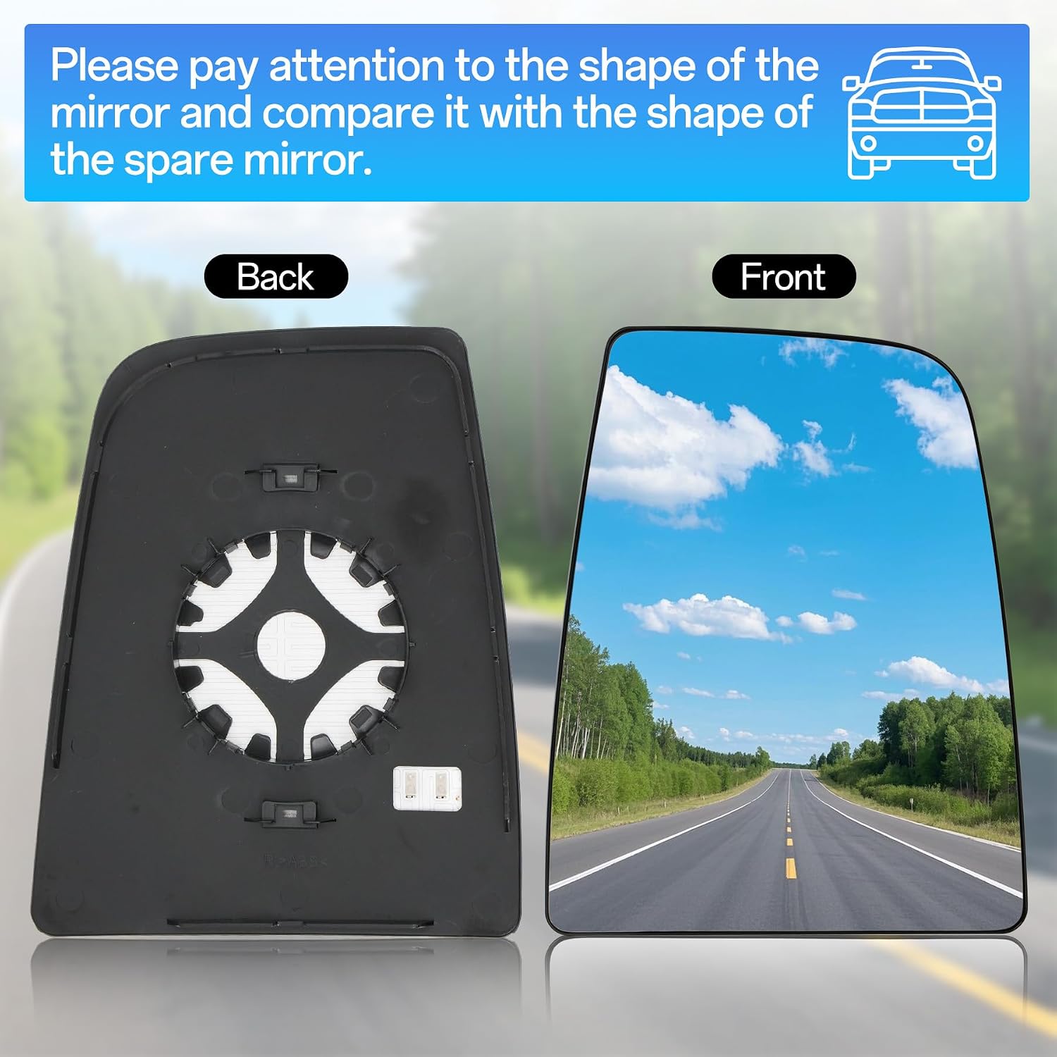 Thumbnail 2 de Convitex Heated Driver Side Wing Mirror Glass for Ford Transit MK8 (2014 Onwards) – Right Upper Convex Glass with Backing Plate