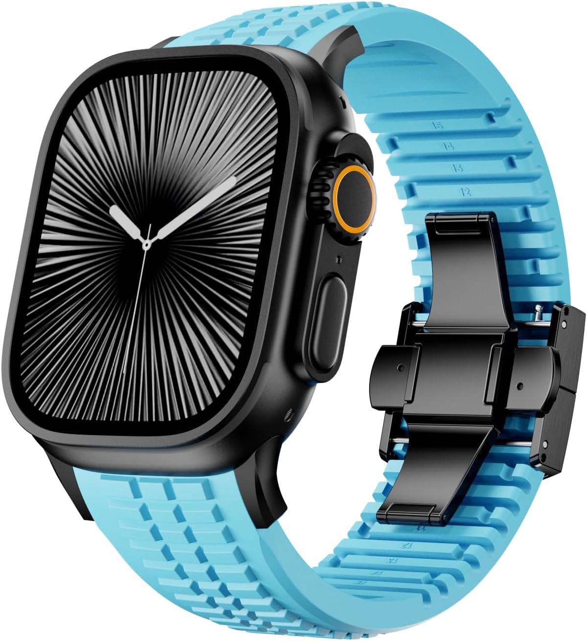 VKEOO modern silicone watch band with folding buckle for Apple Watch Ultra 2/Ultra and Series 10–7 (44mm–49mm)