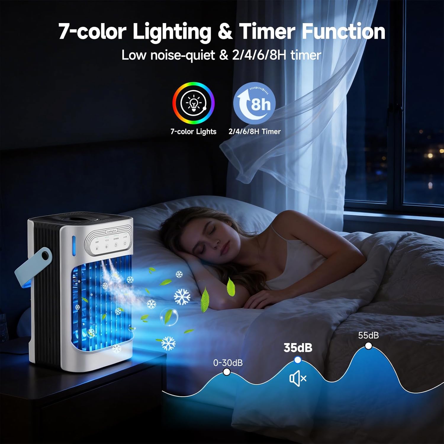 Thumbnail 3 de XTTANK Portable Air Cooler with 800ml Tank: 4-in-1 Mini Evaporative Cooler for Home, Office or Travel