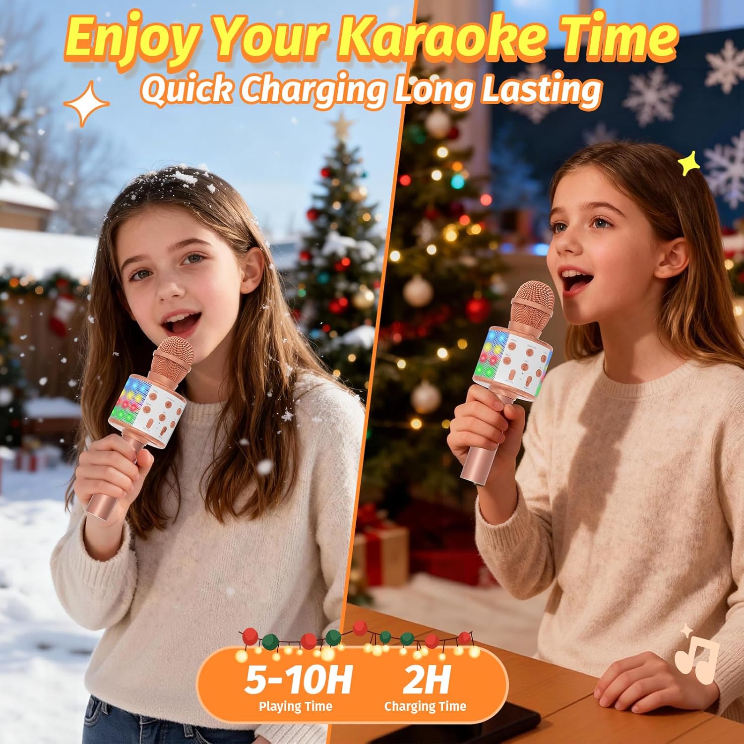 Thumbnail 6 de Fede microfono karaoke Bluetooth wireless per bambini con luci LED multicolore e funzione Eco