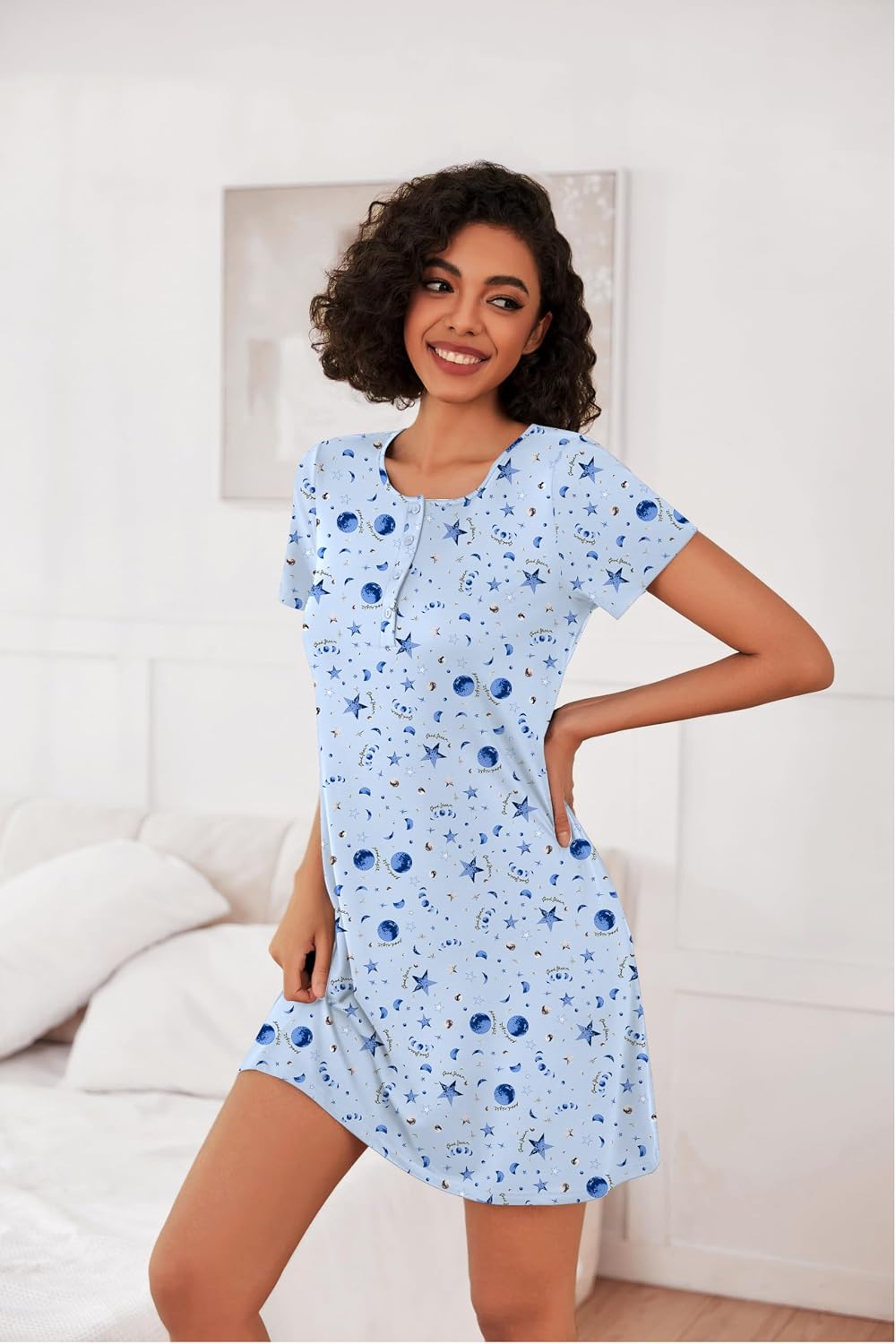 Thumbnail 1 de Ekouaer 3-Pack Women's Nightgowns, Soft Stretch Short-Sleeve Sleepwear