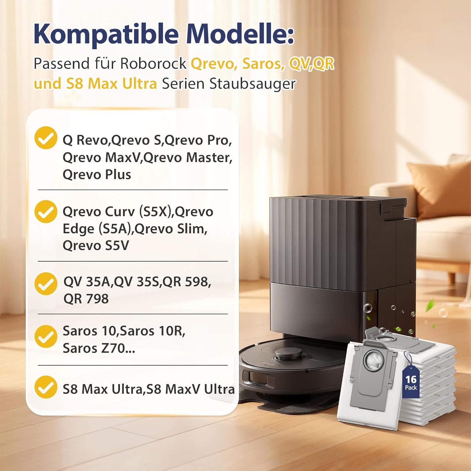 Thumbnail 1 de Yoneenair 16 Staubbeutel für Roborock Q Revo – kompatibles Zubehör